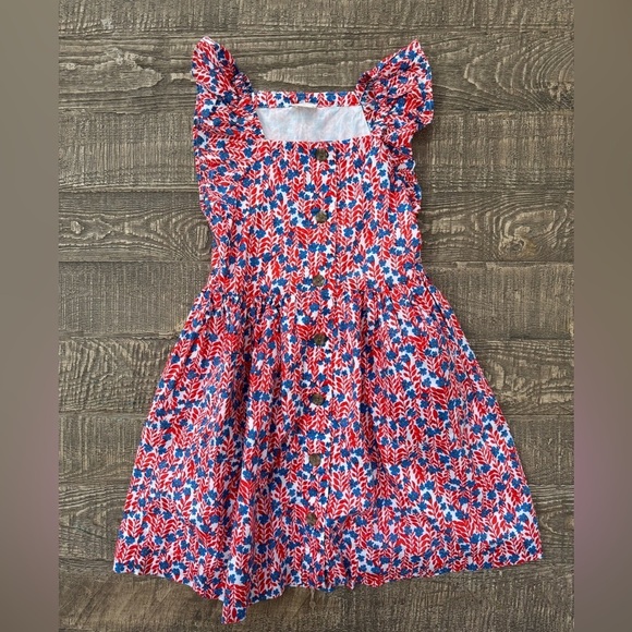 Crewcuts blue and red floral button front dress 7 - Picture 2 of 7